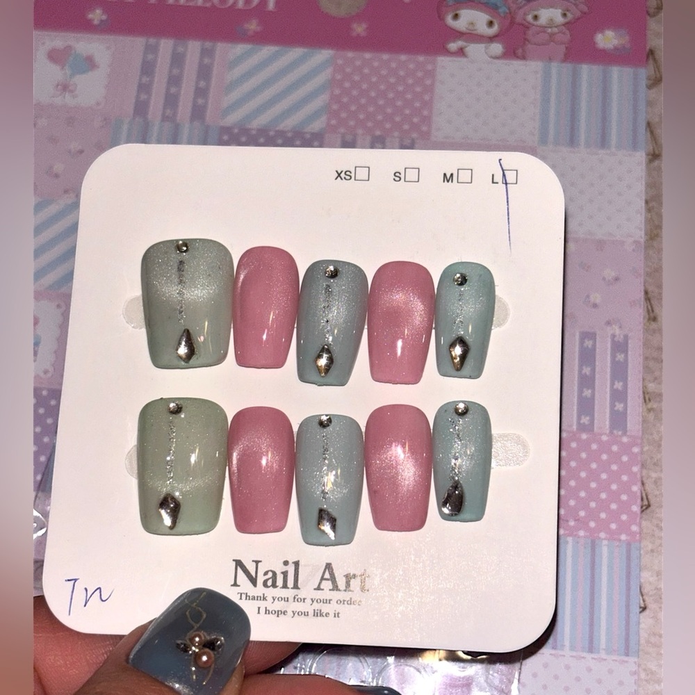Pastel Dreamhouse press-on nails sz L